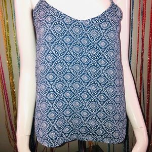 Hollister Shirt Womens XSmall Runs Big Blue White Spaghetti Straps Crop top Boho